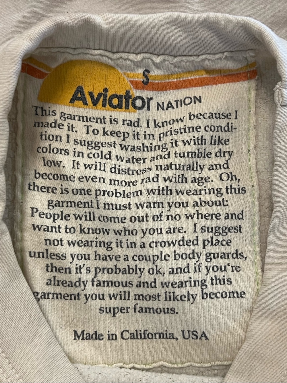 Aviator Nation Vintage White Crewneck Sweater with Retro Logo - Picture 7 of 10